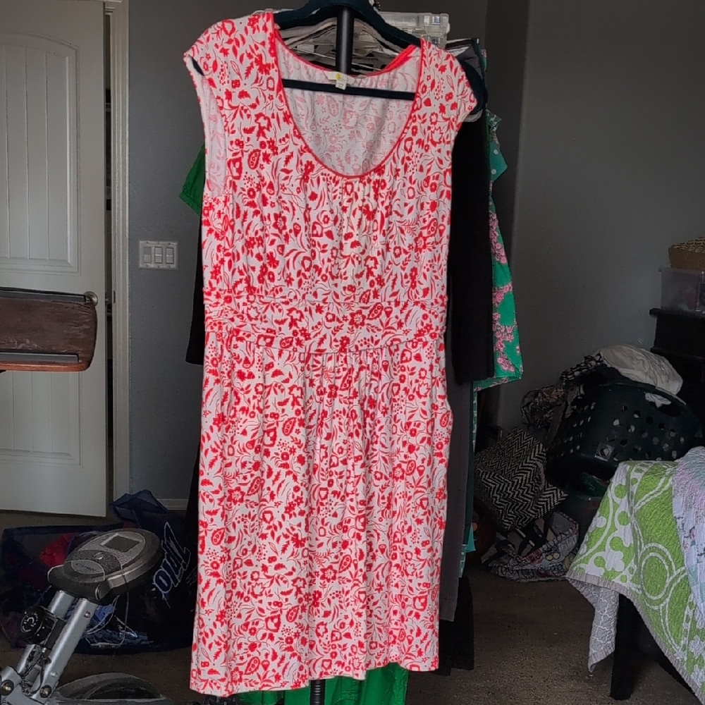Boden Margo Red and White Floral Dress